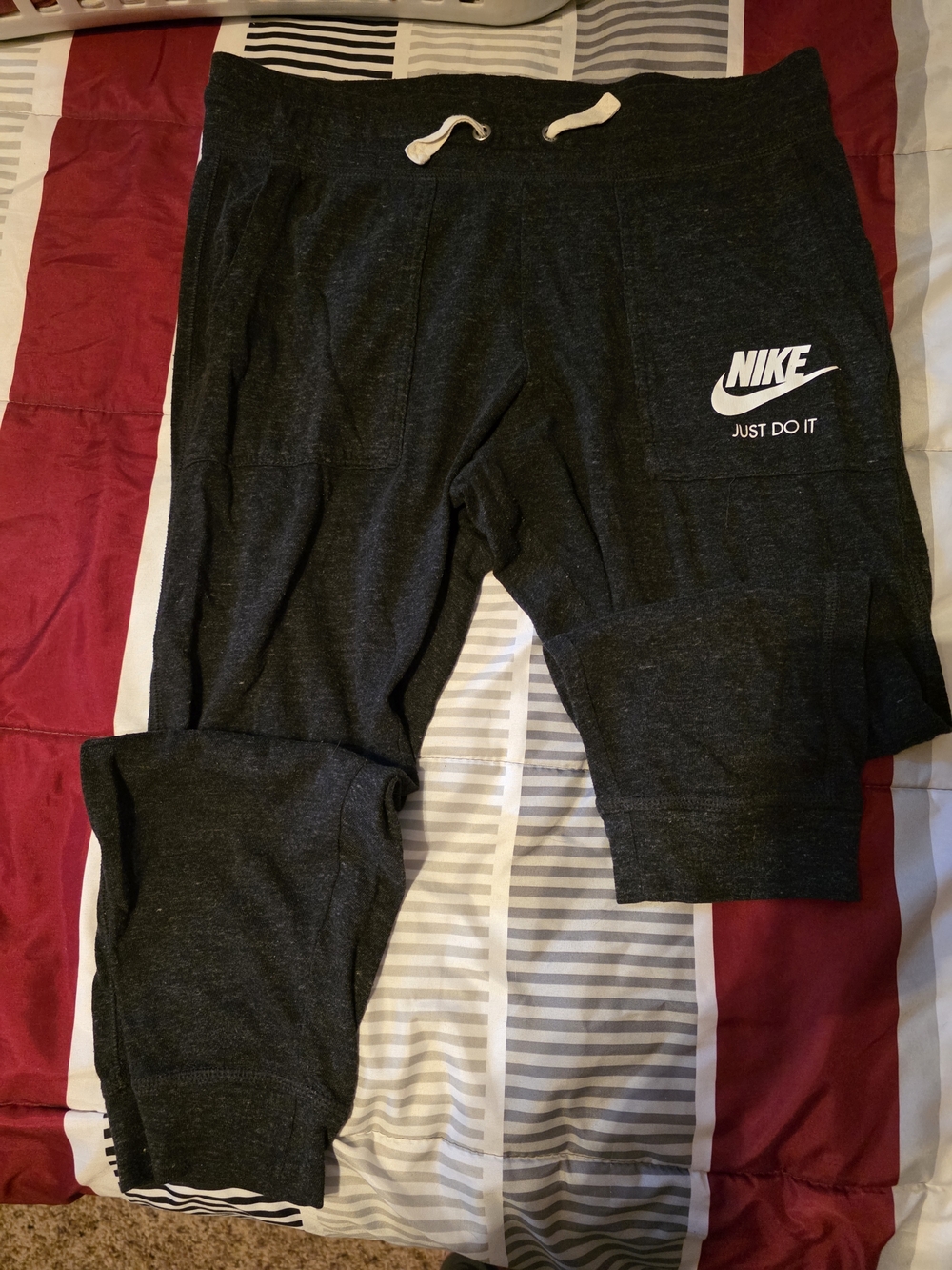 Nike Dark Gray Women's Jogger Sweatpants 3/4 Length with White Logo